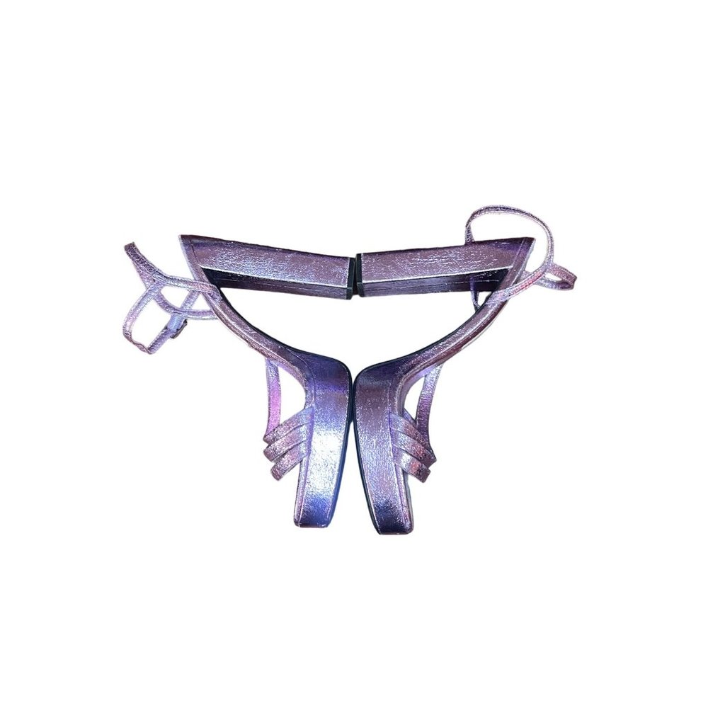 ZARA metallic purple foil platform heeled sandal size 39 - Picture 9 of 15